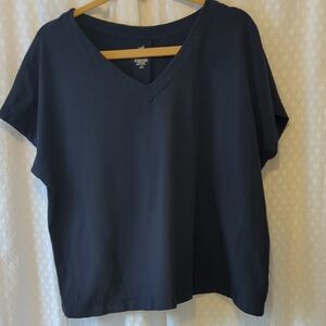 J. Jill Luxe Supima Cotton Pleat Back Tee Navy Women's XL Petite